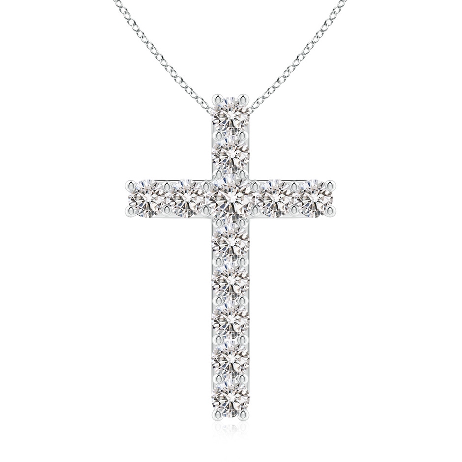 3.4mm IJI1I2 Classic Shared Prong-Set Diamond Cross Pendant in 18K White Gold 