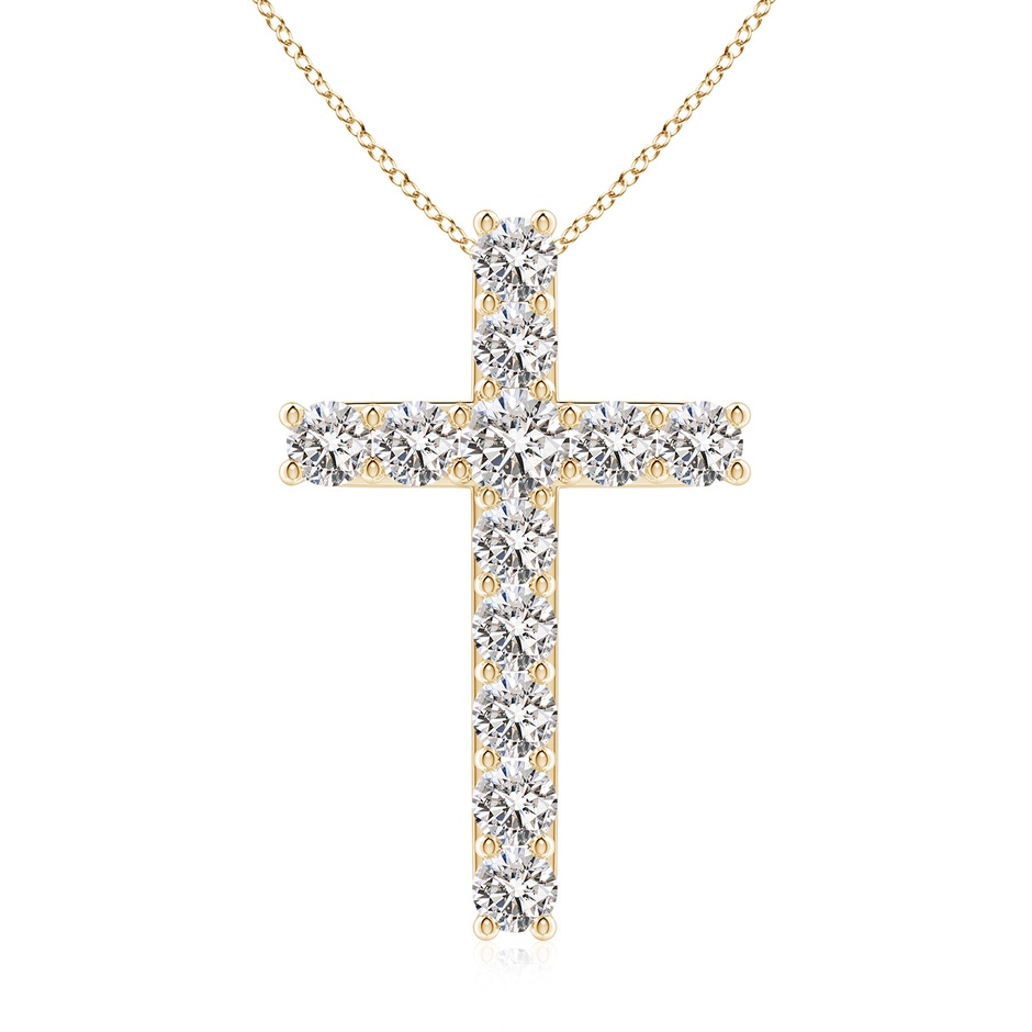 3.4mm IJI1I2 Classic Shared Prong-Set Diamond Cross Pendant in Yellow Gold 