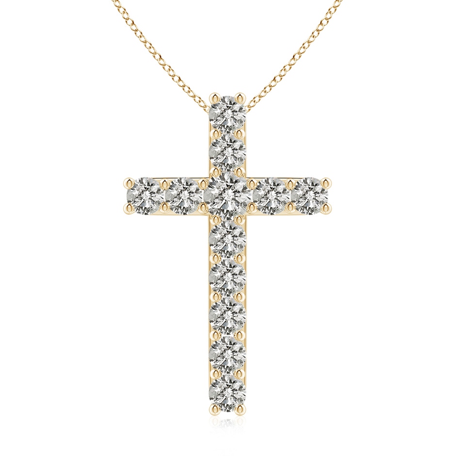 3.4mm KI3 Classic Shared Prong-Set Diamond Cross Pendant in Yellow Gold 