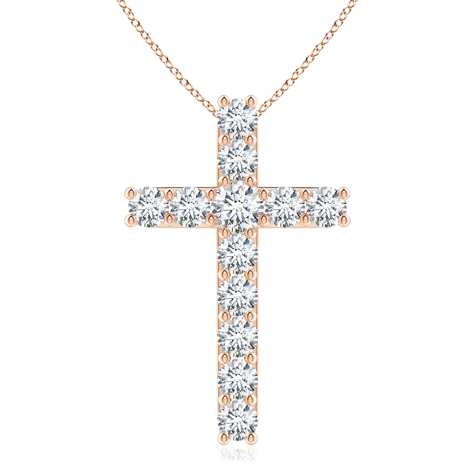 3.8mm GVS2 Classic Shared Prong-Set Diamond Cross Pendant in Rose Gold 