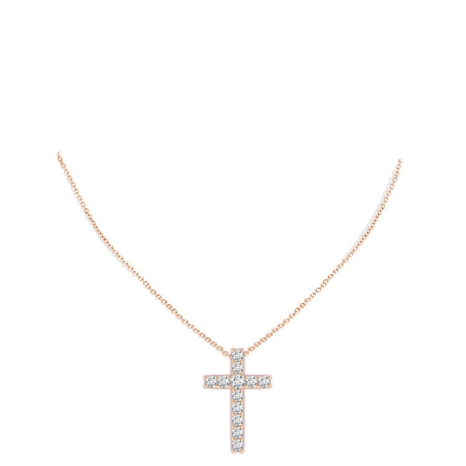 3.8mm GVS2 Classic Shared Prong-Set Diamond Cross Pendant in Rose Gold pen