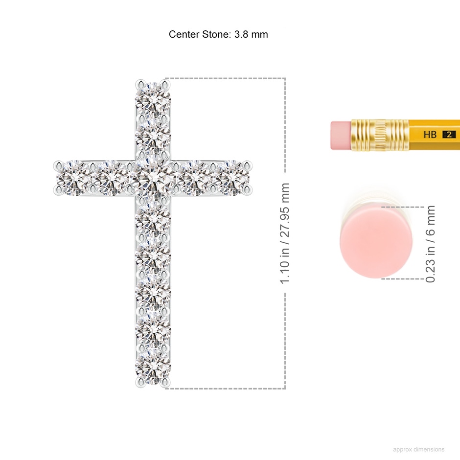 3.8mm IJI1I2 Classic Shared Prong-Set Diamond Cross Pendant in White Gold ruler