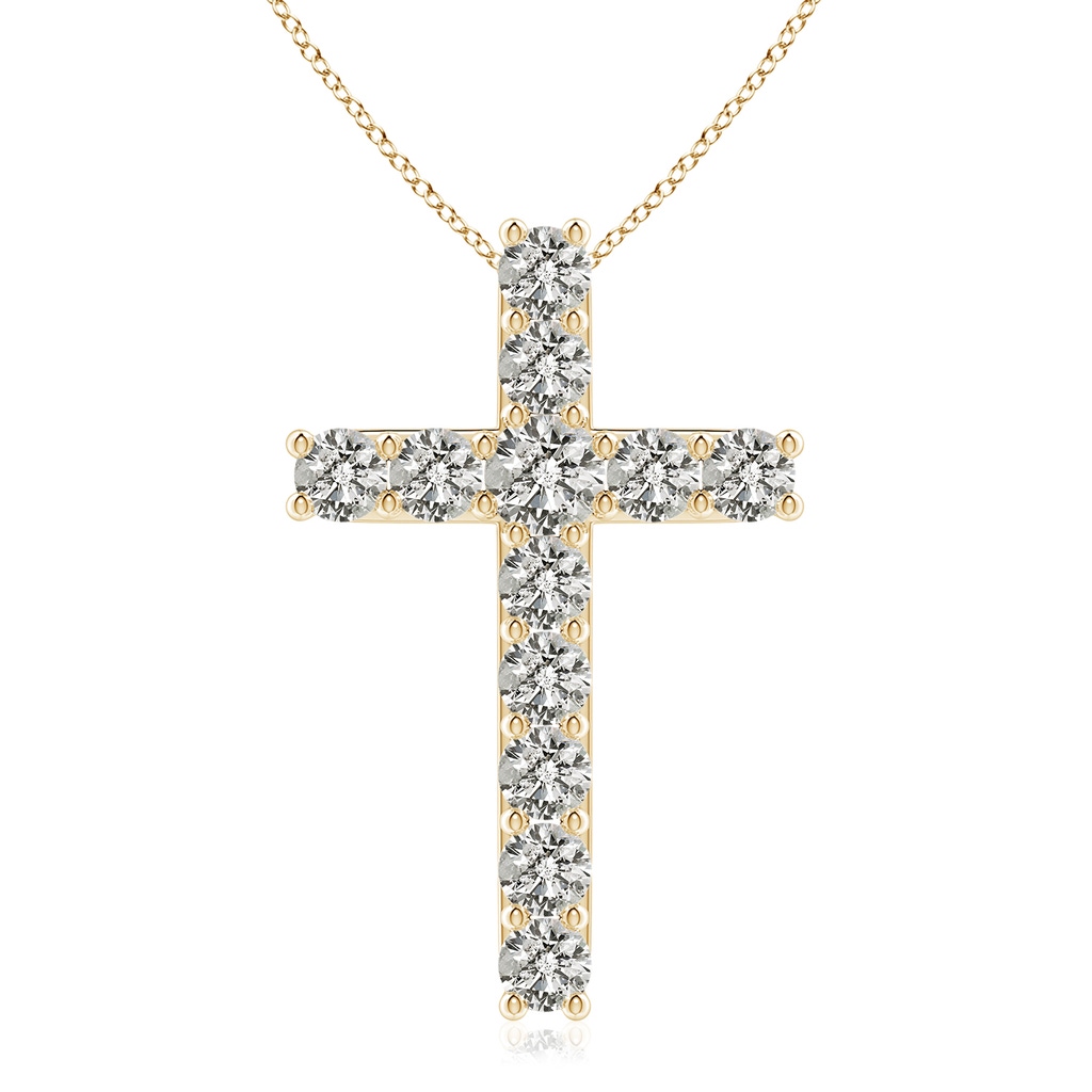 3.8mm KI3 Classic Shared Prong-Set Diamond Cross Pendant in Yellow Gold