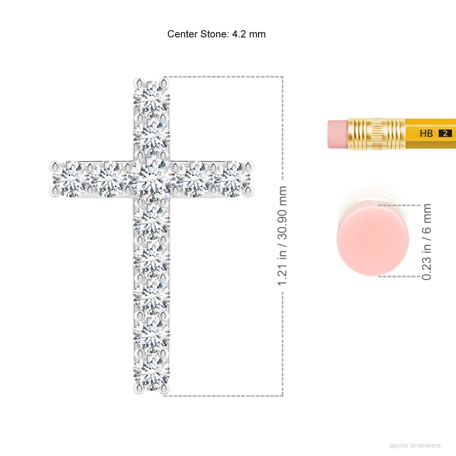 4.2mm GVS2 Classic Shared Prong-Set Diamond Cross Pendant in P950 Platinum ruler