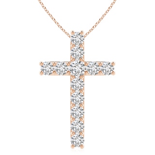 4.2mm HSI2 Classic Shared Prong-Set Diamond Cross Pendant in 18K Rose Gold