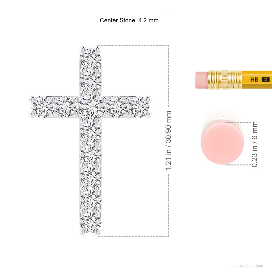 4.2mm HSI2 Classic Shared Prong-Set Diamond Cross Pendant in White Gold ruler