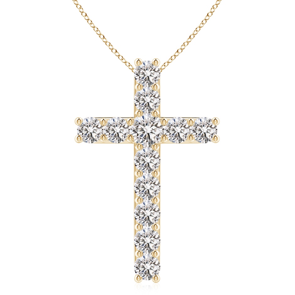 4.2mm IJI1I2 Classic Shared Prong-Set Diamond Cross Pendant in Yellow Gold 