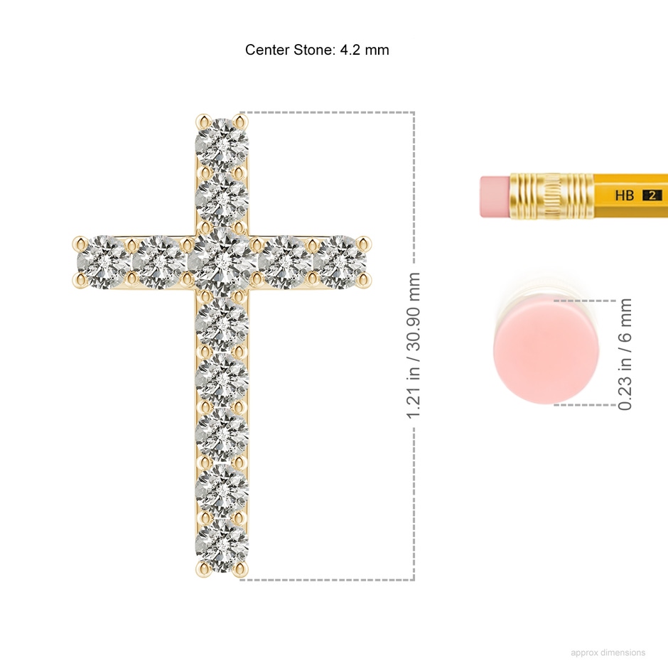 4.2mm KI3 Classic Shared Prong-Set Diamond Cross Pendant in Yellow Gold ruler