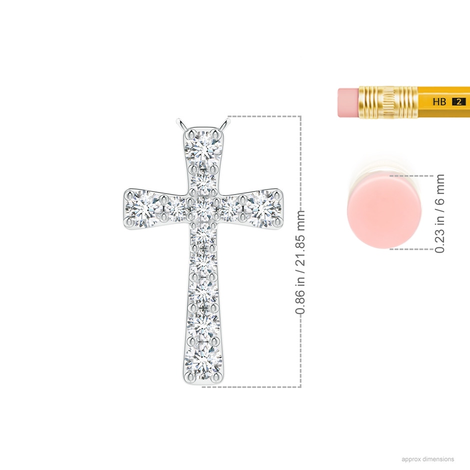 1.7mm GVS2 Graduated Diamond Cross Pendant in White Gold ruler