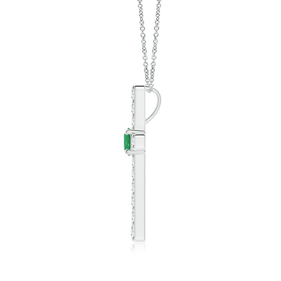 3.5mm A Emerald and Diamond Cross Pendant in 18K White Gold side 199