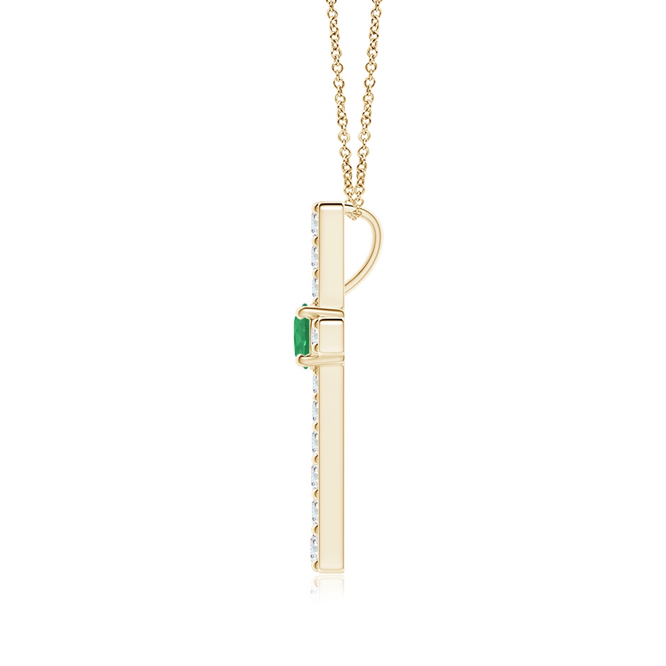 3.5mm A Emerald and Diamond Cross Pendant in 18K Yellow Gold side 199