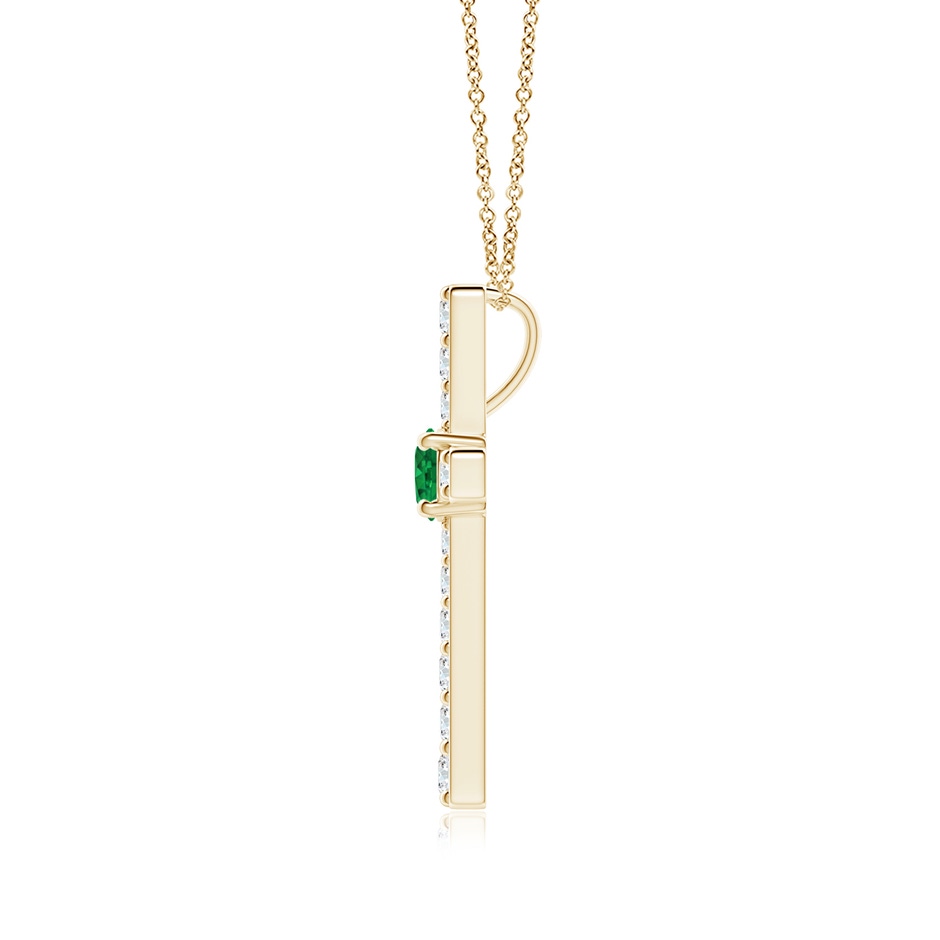 3.5mm AAA Emerald and Diamond Cross Pendant in Yellow Gold side 199