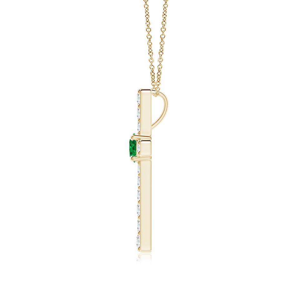 3.5mm AAAA Emerald and Diamond Cross Pendant in 18K Yellow Gold side 199