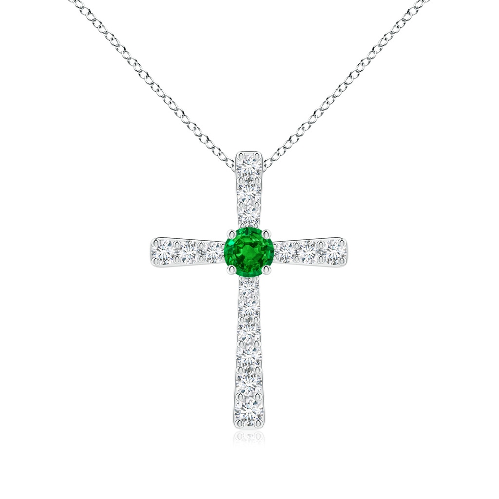 3.5mm AAAA Emerald and Diamond Cross Pendant in P950 Platinum 