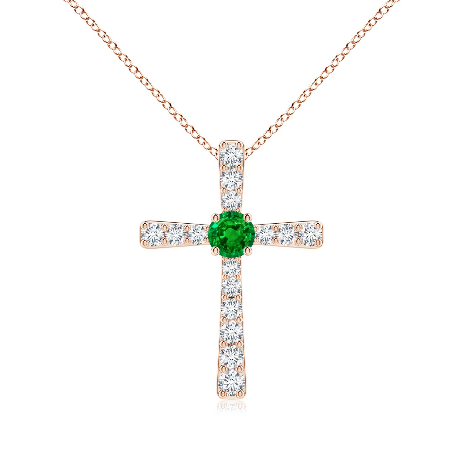 AAAA - Emerald / 0.43 CT / 14 KT Rose Gold