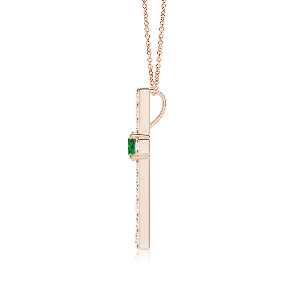 3.5mm AAAA Emerald and Diamond Cross Pendant in Rose Gold side 199