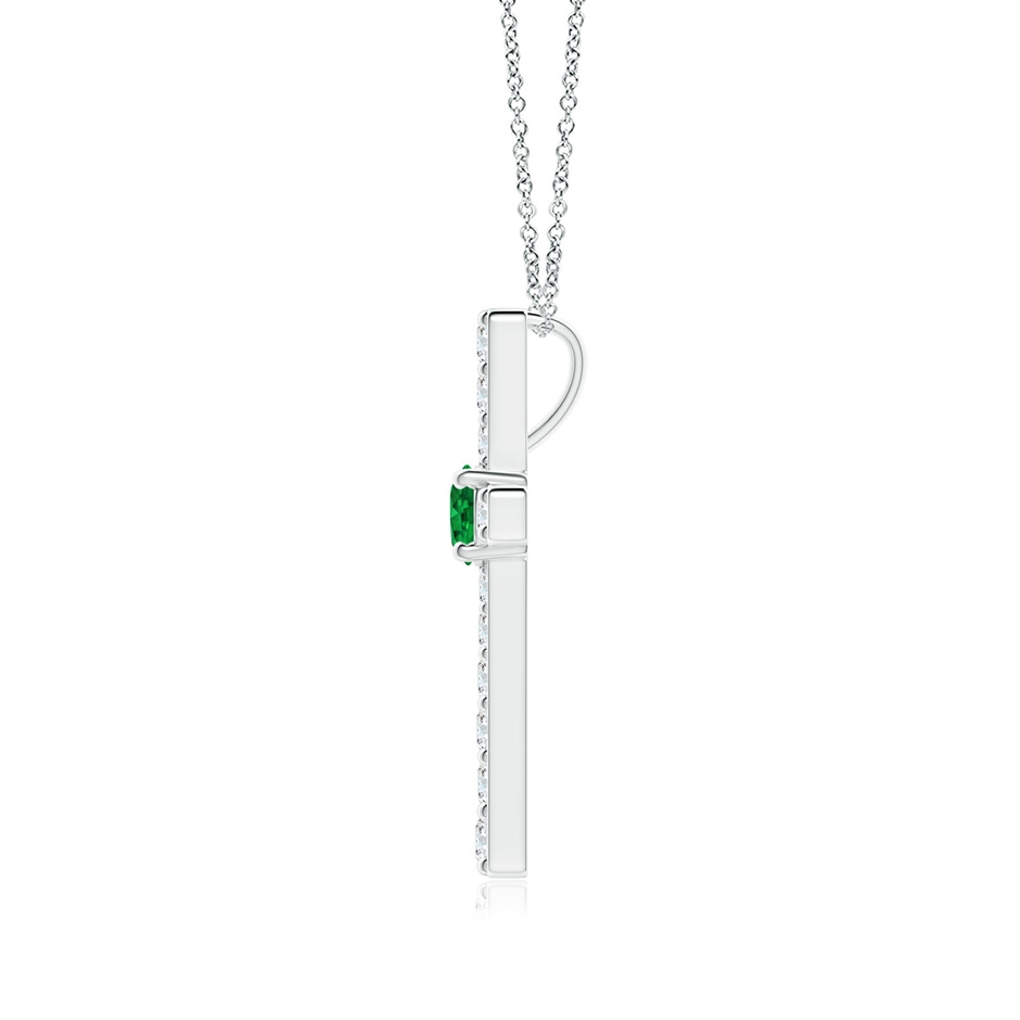 3.5mm AAAA Emerald and Diamond Cross Pendant in White Gold side 199