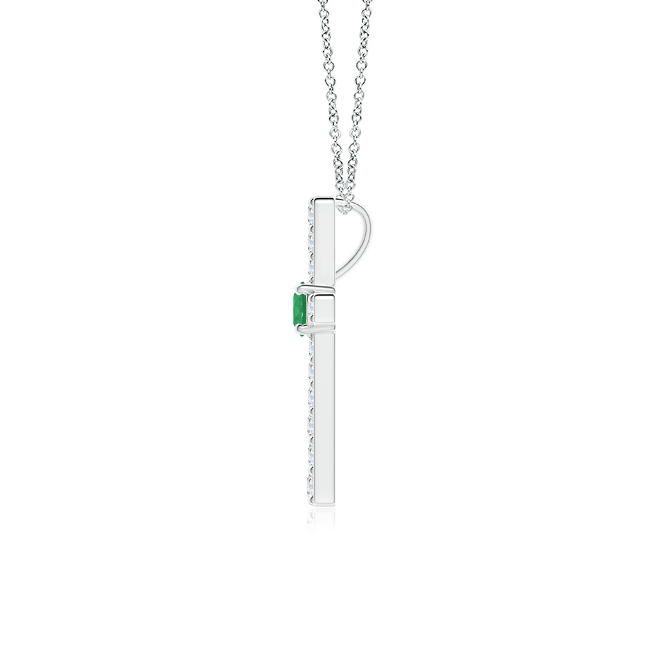 3mm A Emerald and Diamond Cross Pendant in White Gold side 199