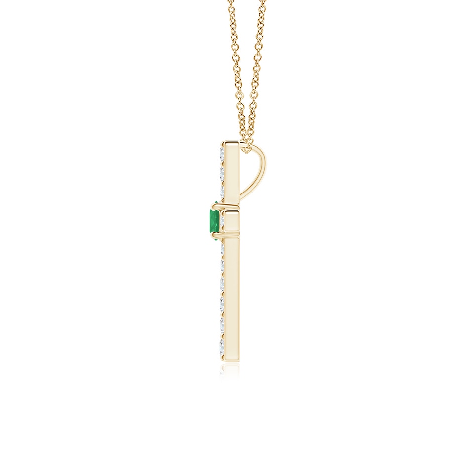 3mm A Emerald and Diamond Cross Pendant in Yellow Gold side 199