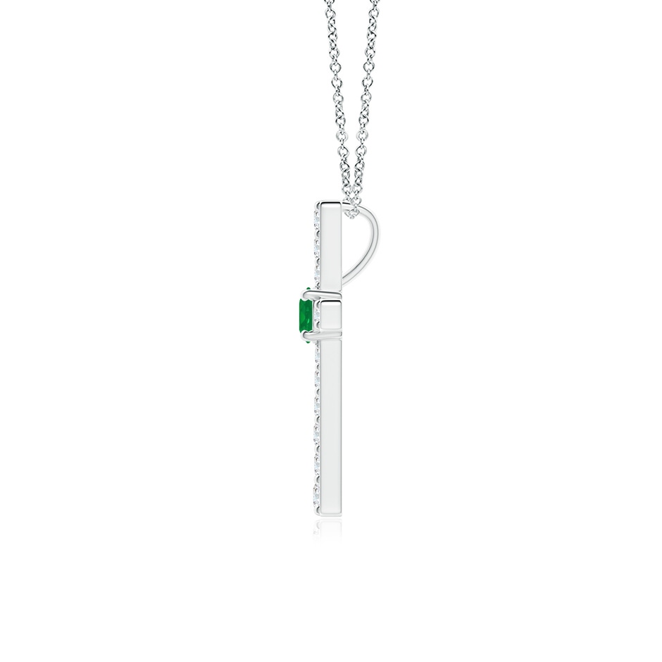 3mm AA Emerald and Diamond Cross Pendant in P950 Platinum side 199