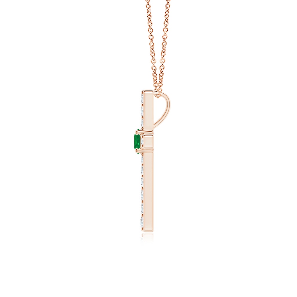 3mm AA Emerald and Diamond Cross Pendant in Rose Gold Side 199
