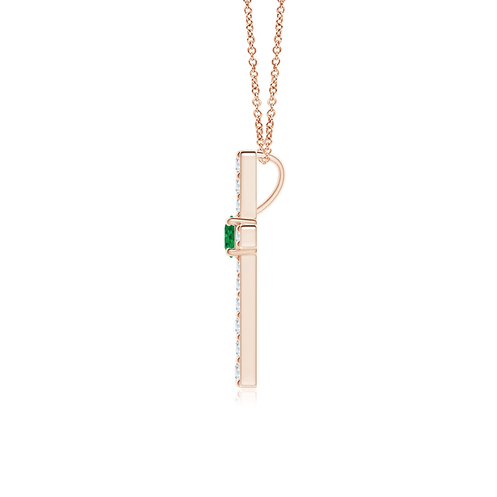 3mm AAA Emerald and Diamond Cross Pendant in Rose Gold Side 199