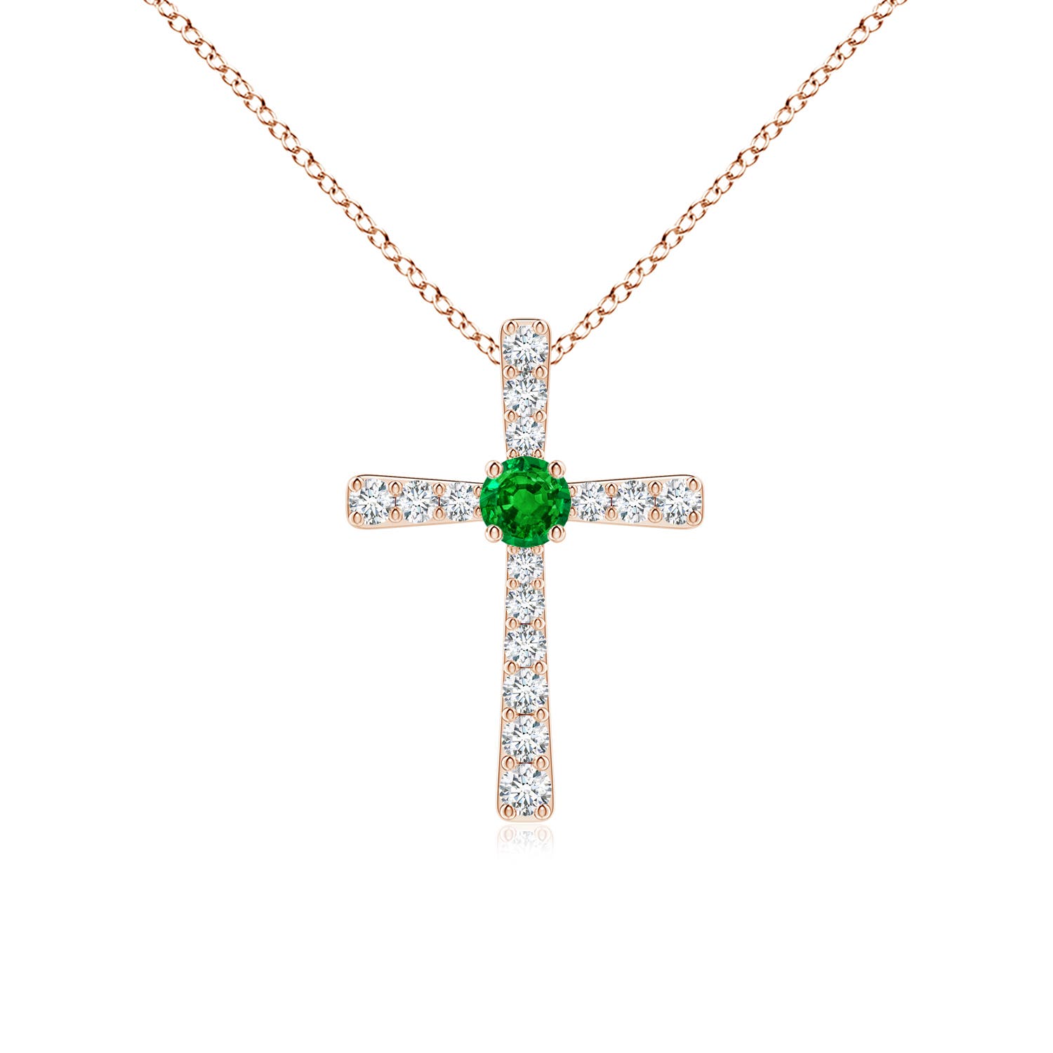 AAAA - Emerald / 0.29 CT / 14 KT Rose Gold