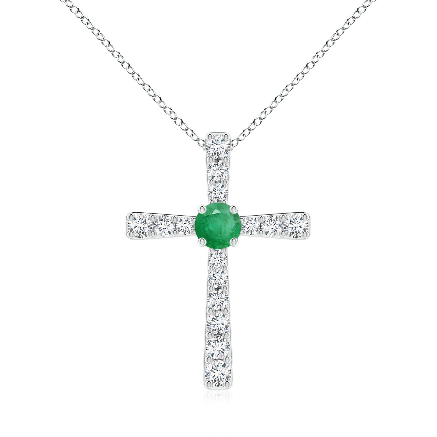 6mm A Emerald and Diamond Cross Pendant in P950 Platinum