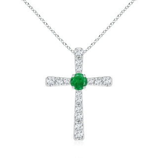 6mm AA Emerald and Diamond Cross Pendant in P950 Platinum