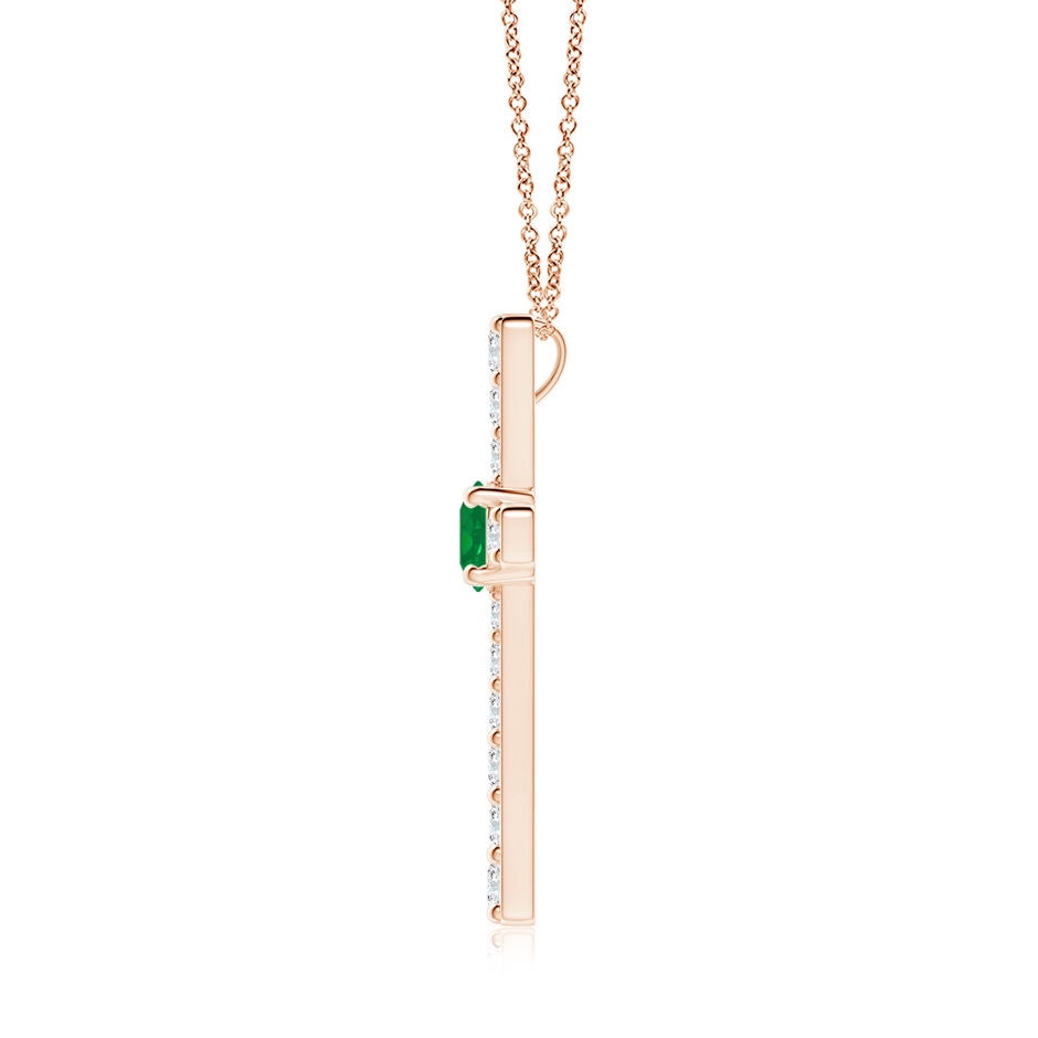 6mm AA Emerald and Diamond Cross Pendant in Rose Gold side 199