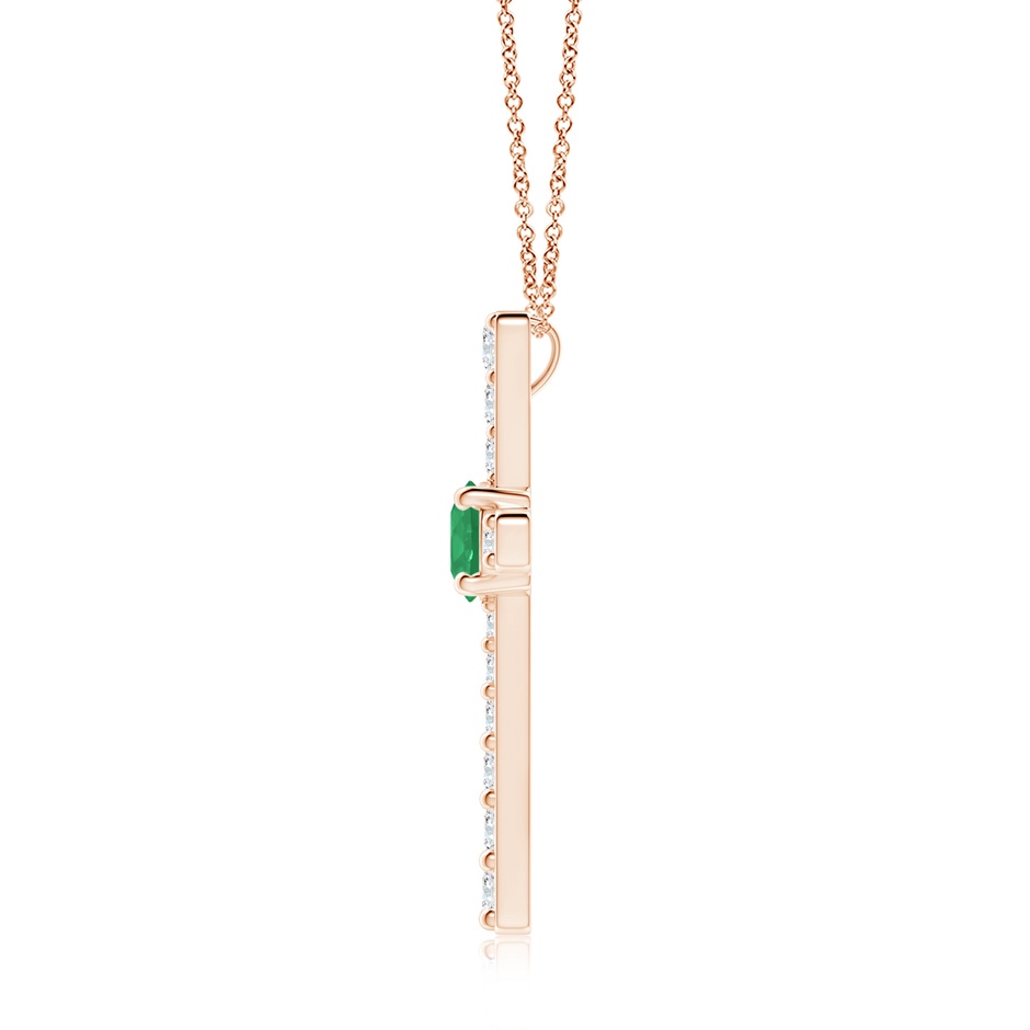 7mm A Emerald and Diamond Cross Pendant in Rose Gold side 199