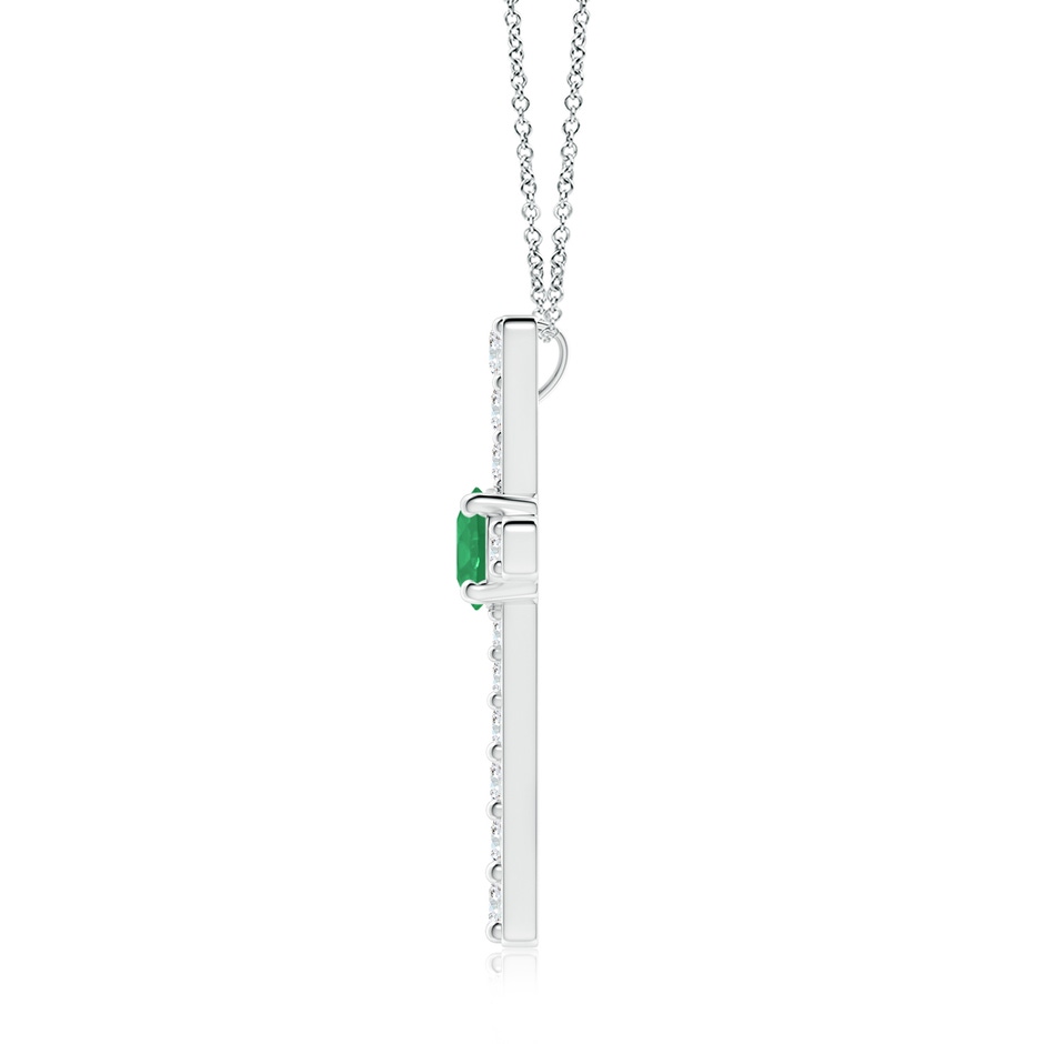 7mm A Emerald and Diamond Cross Pendant in White Gold side 199