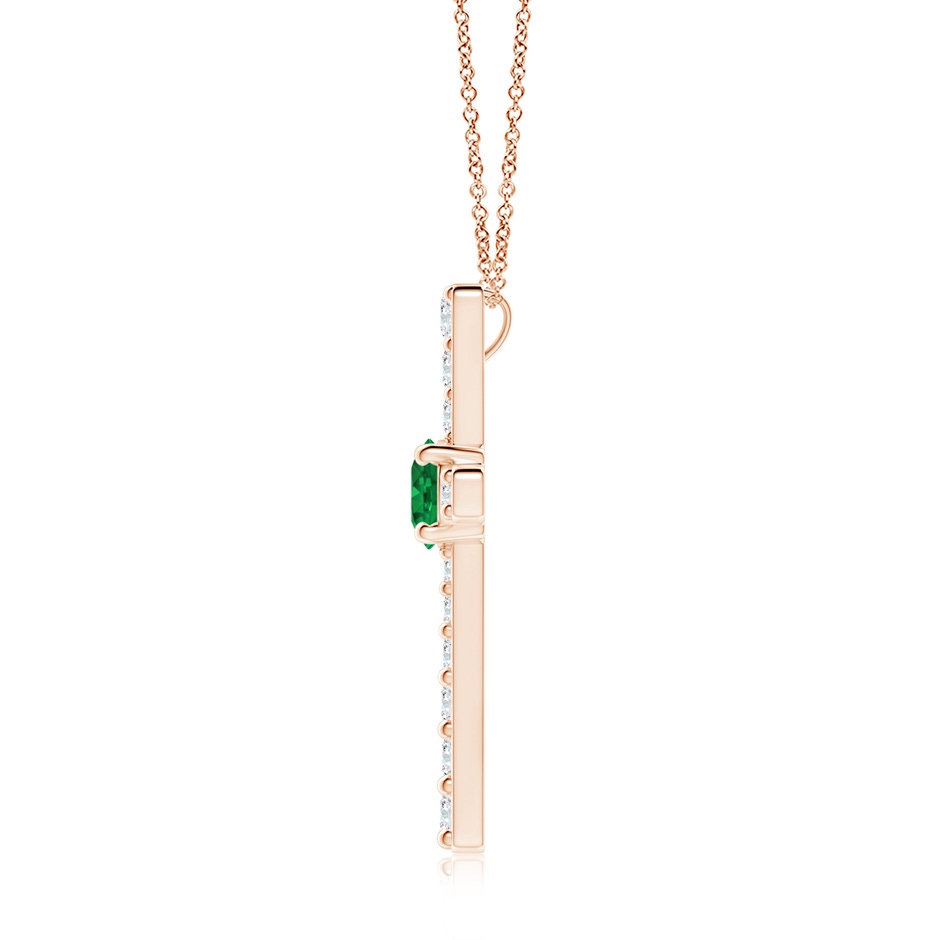 7mm AAA Emerald and Diamond Cross Pendant in Rose Gold side 199