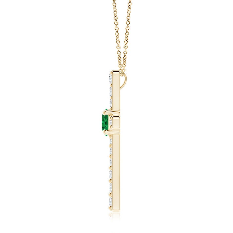 7mm AAA Emerald and Diamond Cross Pendant in Yellow Gold side 199