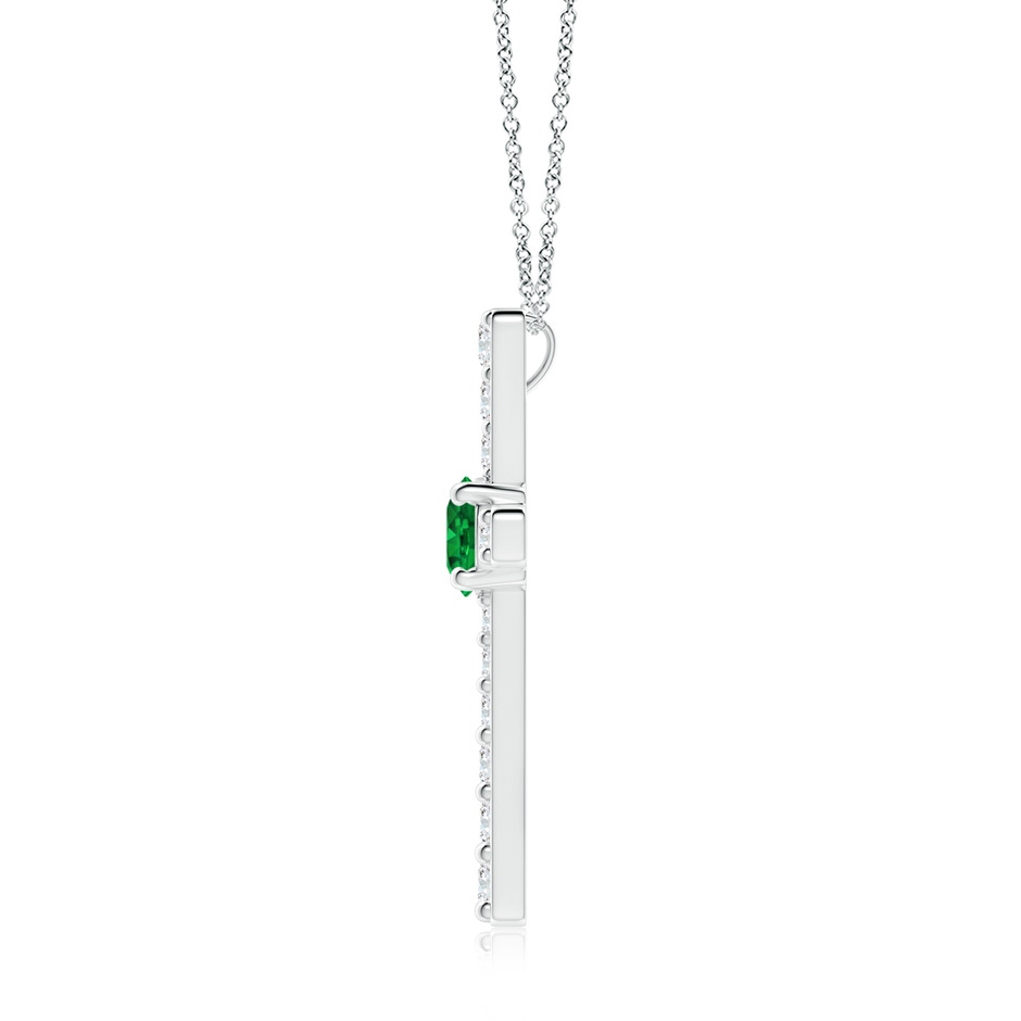 7mm AAAA Emerald and Diamond Cross Pendant in P950 Platinum side 199