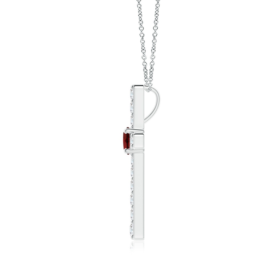 3.5mm AAA Garnet and Diamond Cross Pendant in White Gold side-1