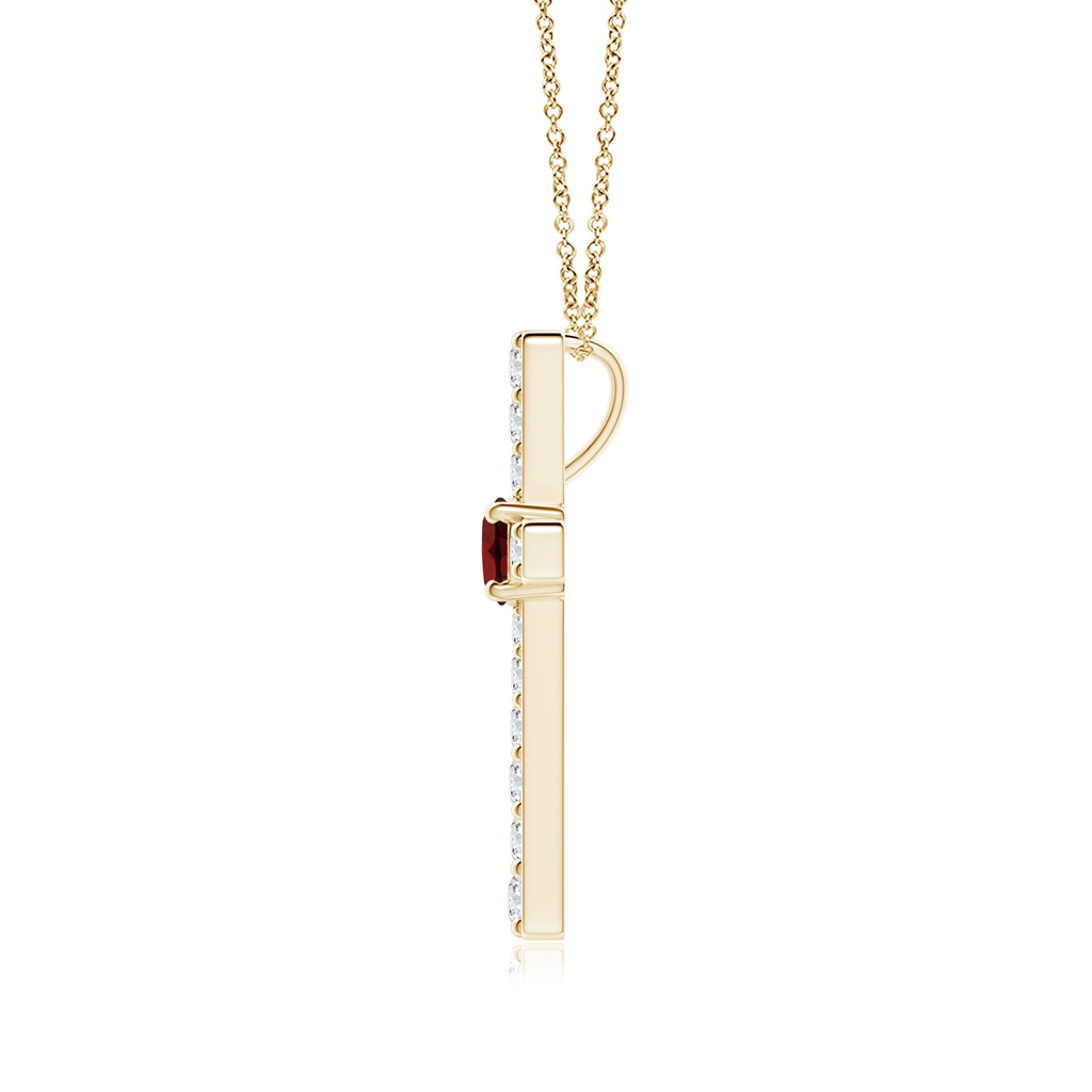 3.5mm AAA Garnet and Diamond Cross Pendant in Yellow Gold - side_1