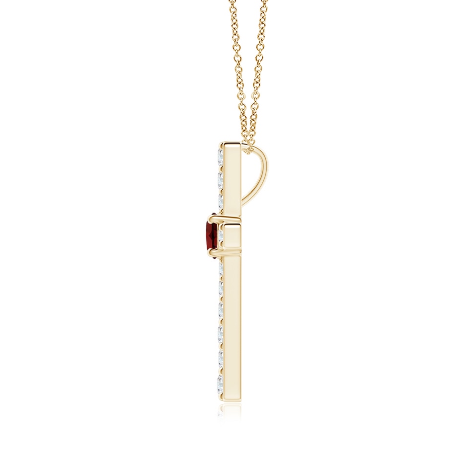 3.5mm AAA Garnet and Diamond Cross Pendant in Yellow Gold side-1