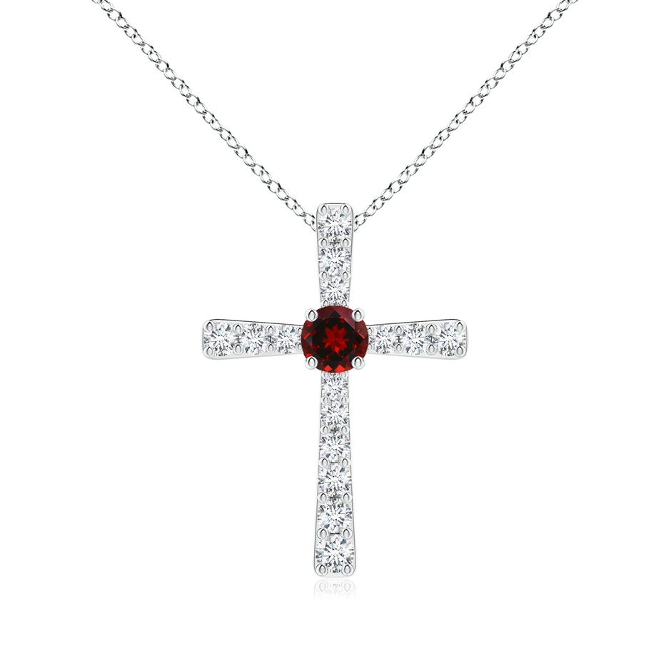 3.5mm AAAA Garnet and Diamond Cross Pendant in P950 Platinum 