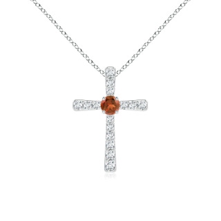 3mm A Garnet and Diamond Cross Pendant in P950 Platinum