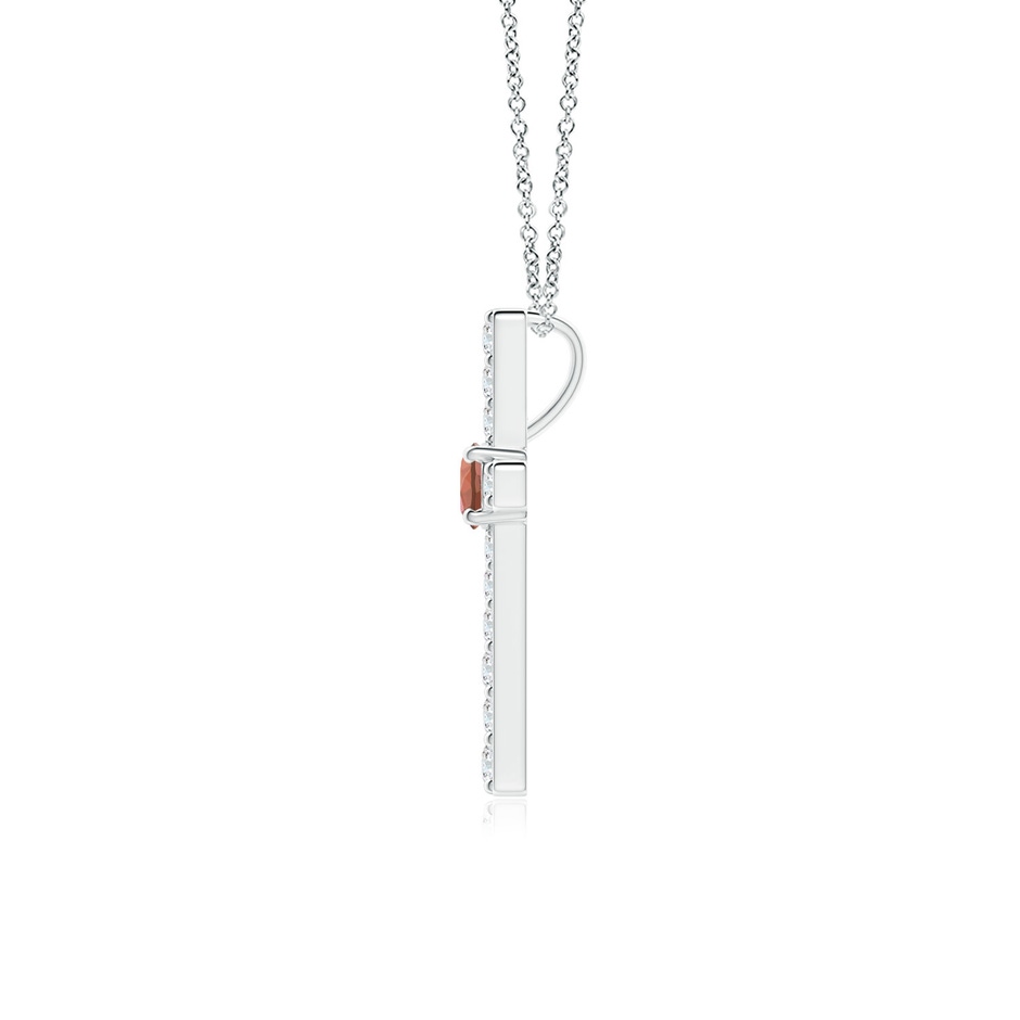 3mm A Garnet and Diamond Cross Pendant in White Gold side-1