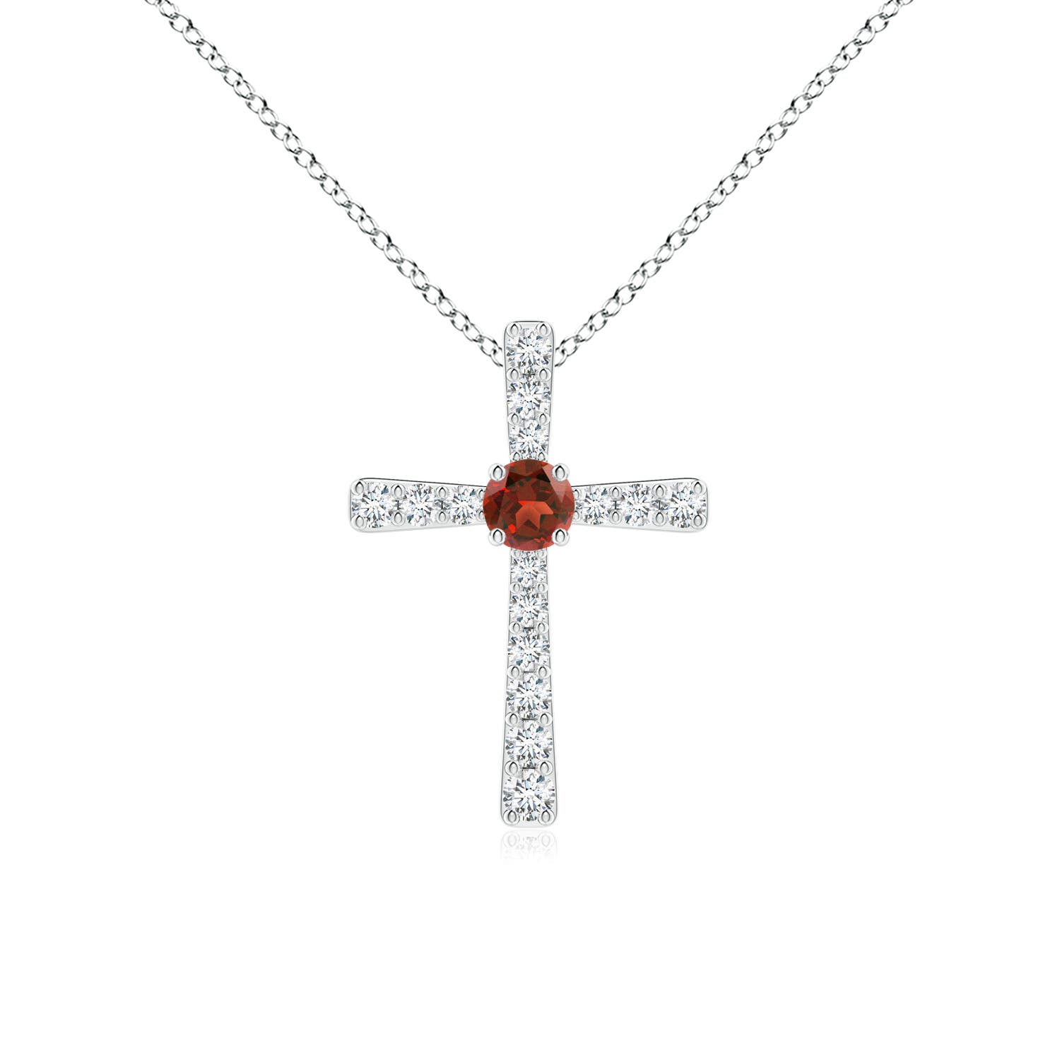 AAA - Garnet / 0.34 CT / 14 KT White Gold