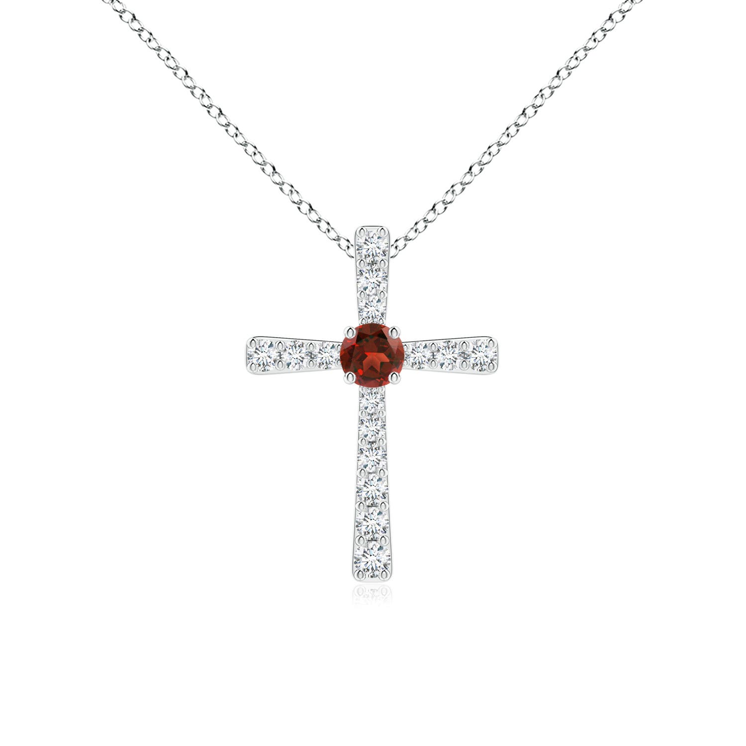 AAAA - Garnet / 0.34 CT / 14 KT White Gold