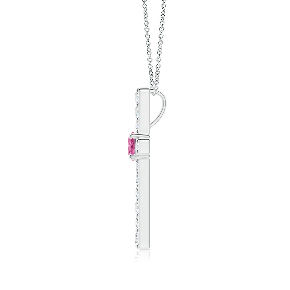 3.5mm AAA Pink Sapphire and Diamond Cross Pendant in White Gold side-1