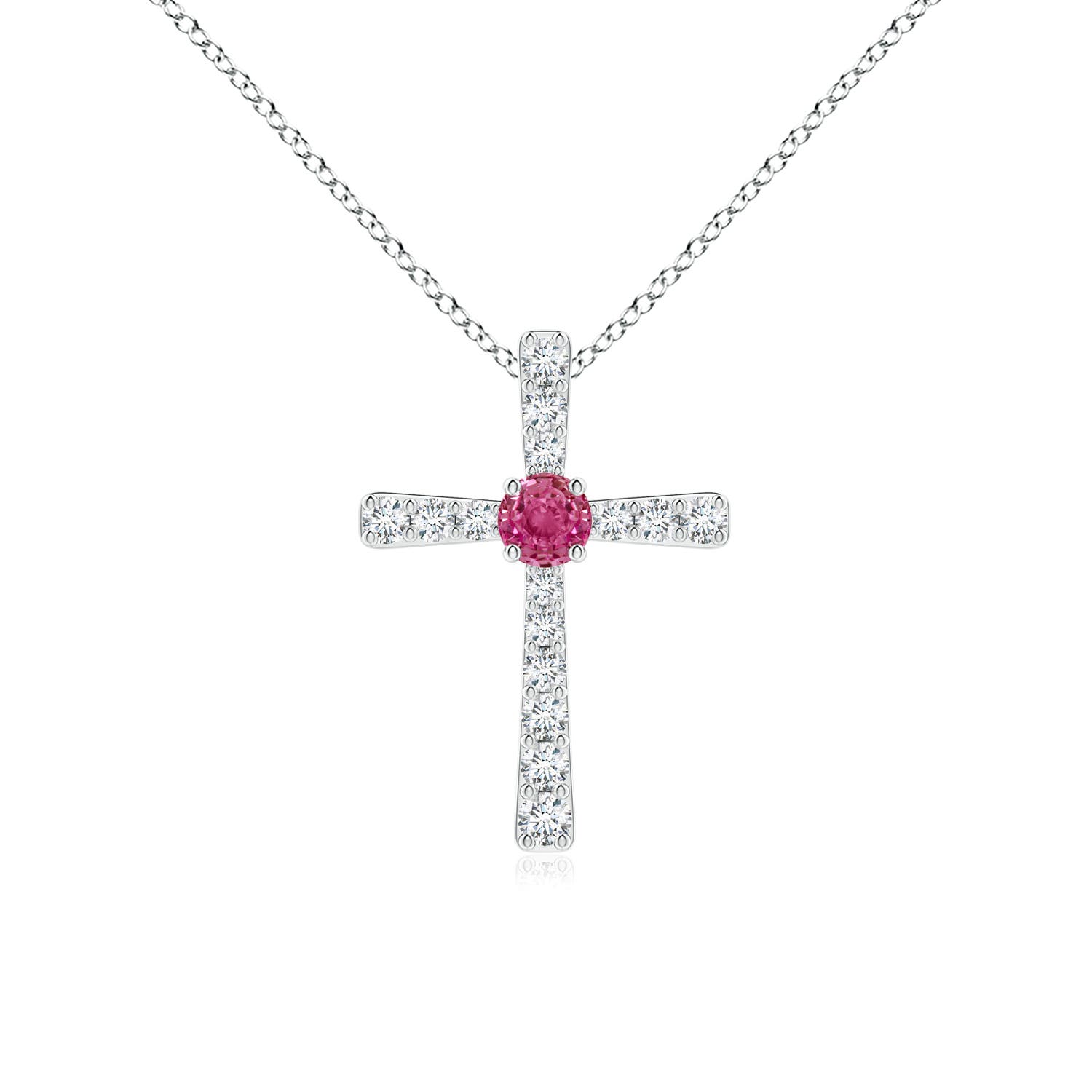 AAAA - Pink Sapphire / 0.33 CT / 14 KT White Gold