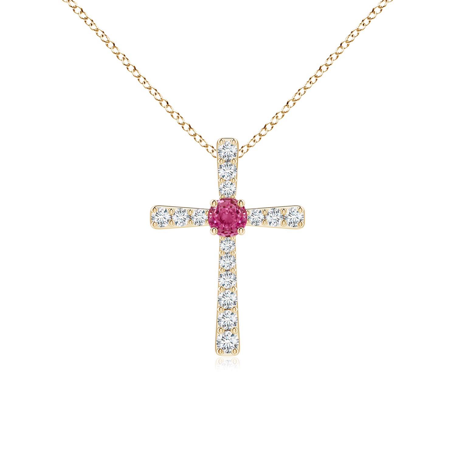 AAAA - Pink Sapphire / 0.33 CT / 14 KT Yellow Gold