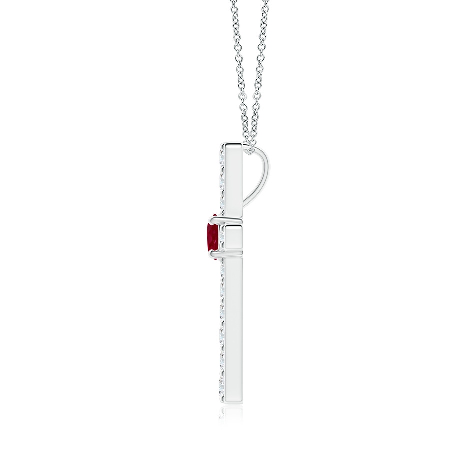 3.5mm AA Ruby and Diamond Cross Pendant in White Gold side 199