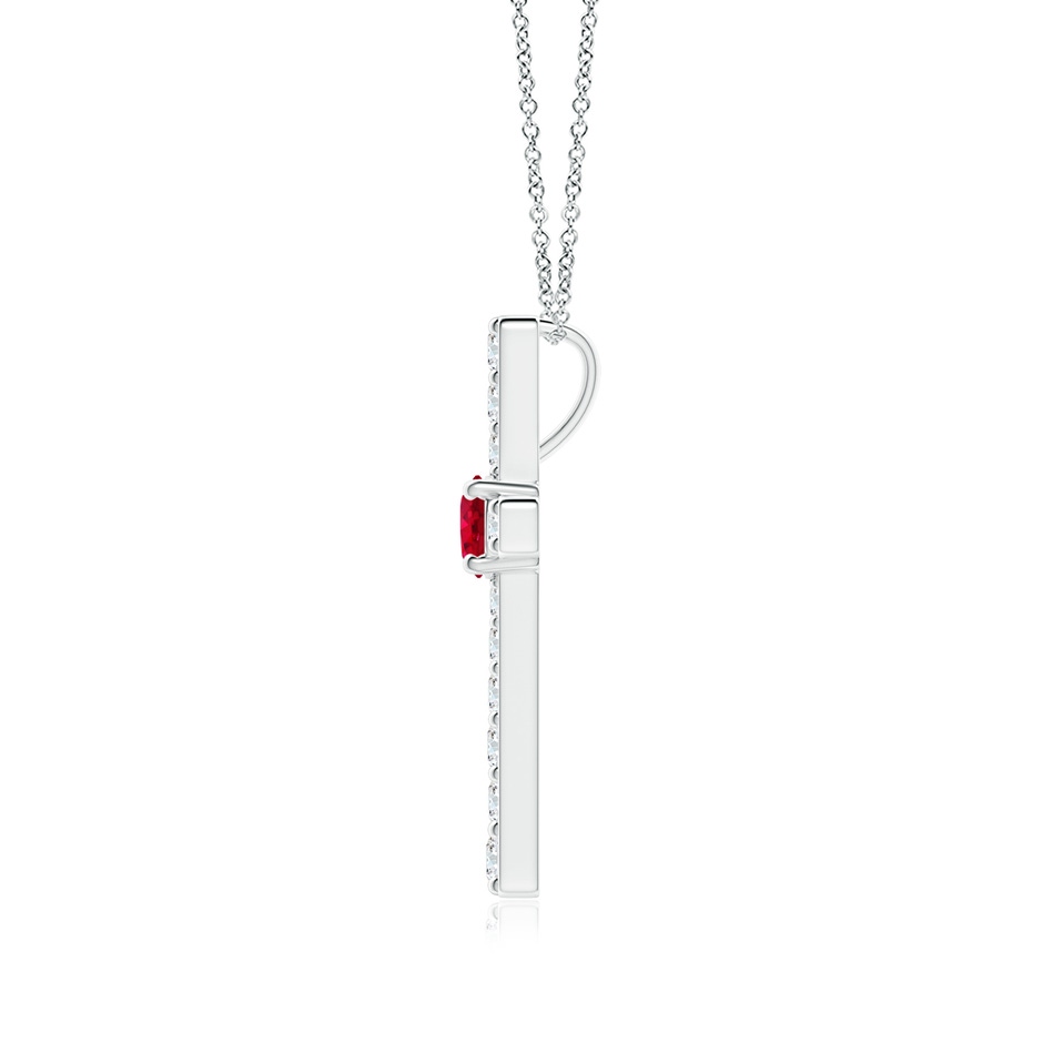 3.5mm AAA Ruby and Diamond Cross Pendant in 18K White Gold side 199