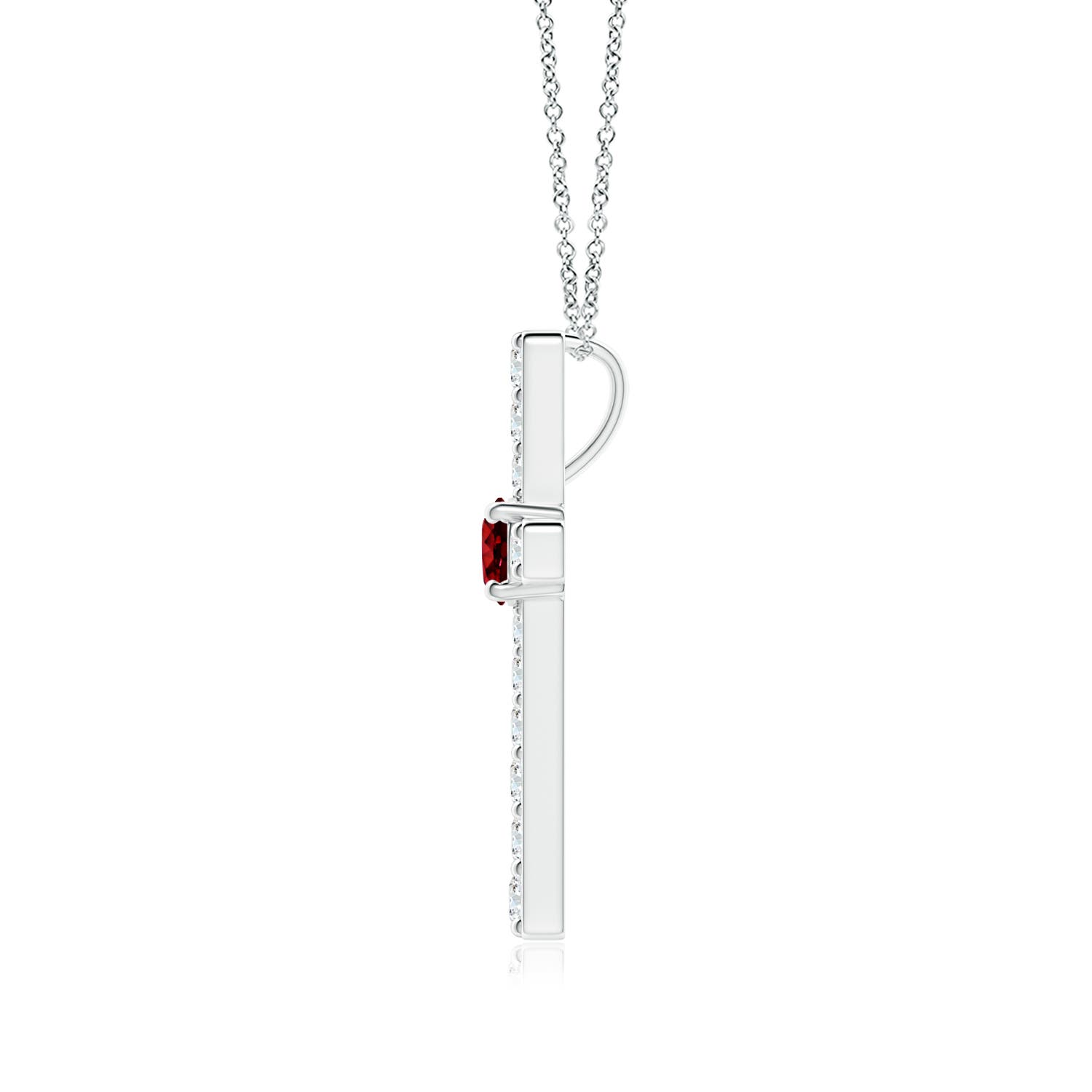 3.5mm AAAA Ruby and Diamond Cross Pendant in White Gold - side 3