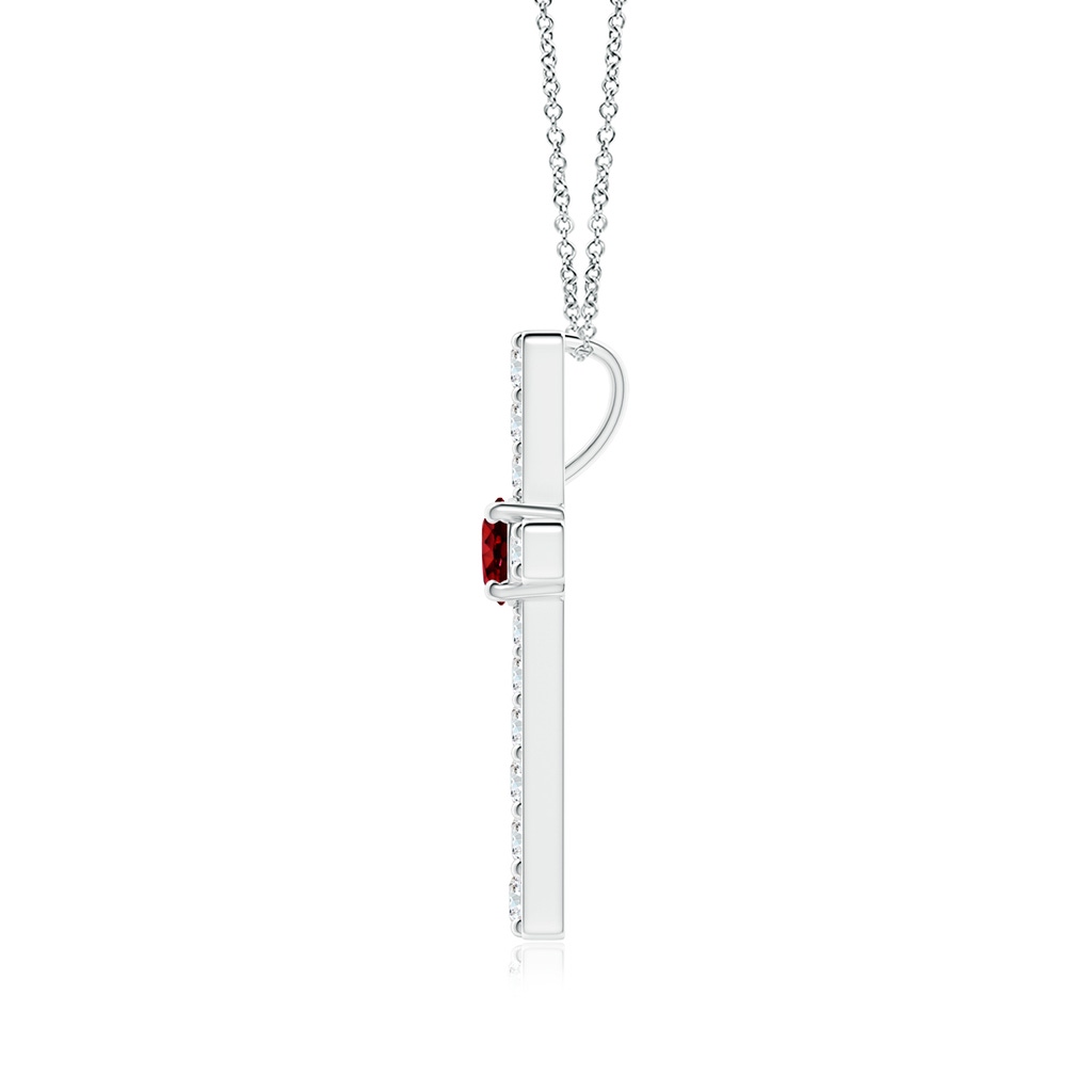 3.5mm AAAA Ruby and Diamond Cross Pendant in White Gold Side 199